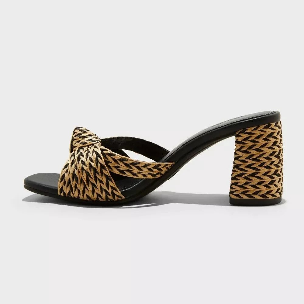 Women's Heels Universal Thread Aaliyah Raffia Black Size 8.5 New With Tags